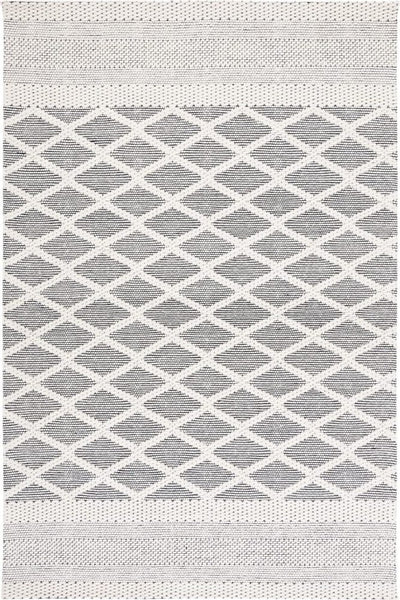 IVORY AND BLACK KILIM HAND WOVEN DHURRIE