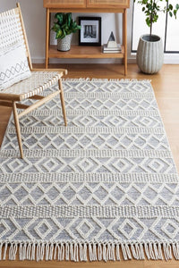 IVORY AND BLUE KILIM HAND WOVEN DHURRIE by Imperial Knots - Image 2