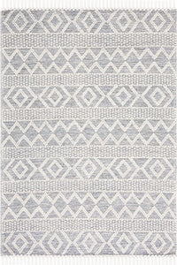 IVORY AND BLUE KILIM HAND WOVEN DHURRIE by Imperial Knots - Image 1