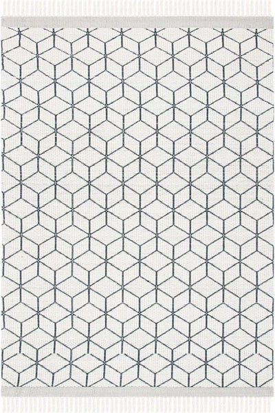 IVORY AND BLACK KILIM HAND WOVEN DHURRIE