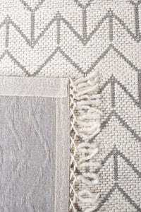 IVORY AND GREY KILIM HAND WOVEN DHURRIE by Imperial Knots - Image 3