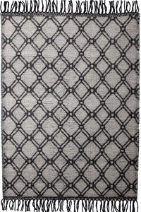 BLACK AND IVORY KILIM HAND WOVEN DHURRIE by Imperial Knots - Image 1