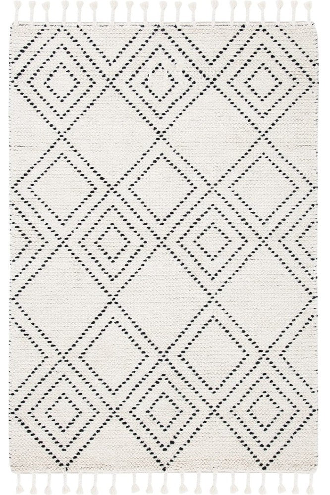 IVORY AND BLACK KILIM HAND WOVEN DHURRIE