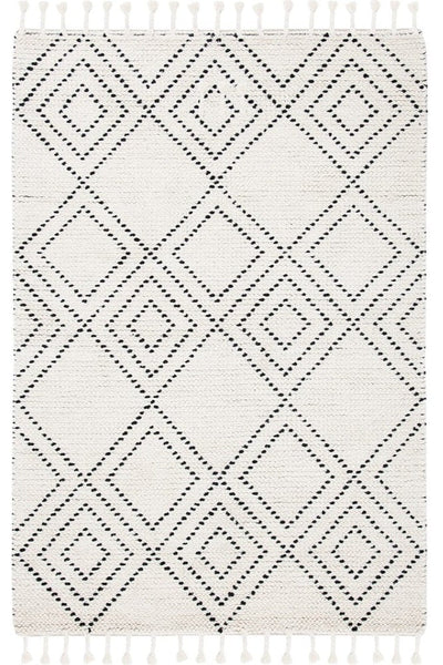 IVORY AND BLACK KILIM HAND WOVEN DHURRIE