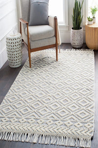 IVORY AND BLACK KILIM HAND WOVEN DHURRIE by Imperial Knots - Image 2