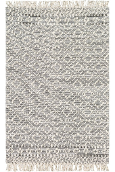 IVORY AND BLACK KILIM HAND WOVEN DHURRIE