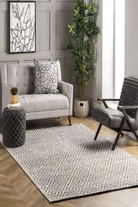 IVORY AND BLACK KILIM HAND WOVEN DHURRIE by Imperial Knots - Image 2