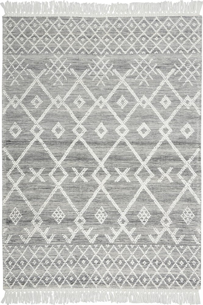 IVORY AND BLACK KILIM HAND WOVEN DHURRIE
