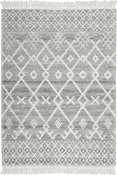IVORY AND BLACK KILIM HAND WOVEN DHURRIE