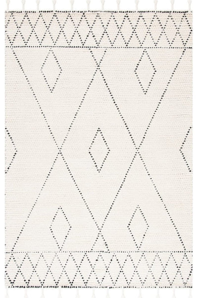 IVORY AND BLACK KILIM HAND WOVEN DHURRIE