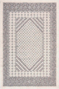 IVORY AND CHARCOAL KILIM HAND WOVEN DHURRIE by Imperial Knots - Image 1