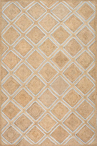 NATURAL GEOMETRIC JUTE HAND WOVEN DHURRIE by Imperial Knots - Image 1