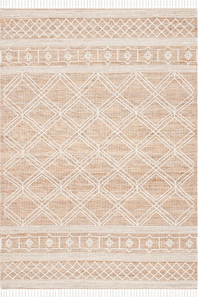 NATURAL IVORY GEOMETRIC JUTE HAND WOVEN DHURRIE