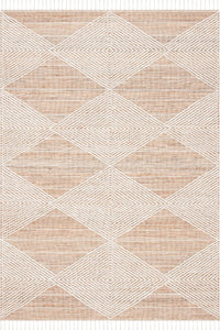 NATURAL IVORY GEOMETRIC JUTE HAND WOVEN DHURRIE by Imperial Knots - Image 1
