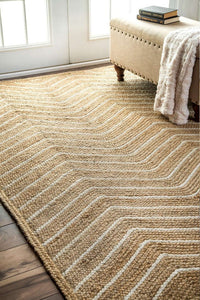 NATURAL IVORY CHEVRON JUTE HAND WOVEN DHURRIE by Imperial Knots - Image 2