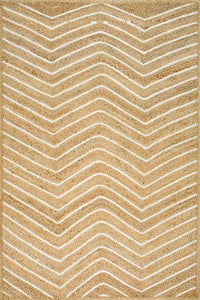 NATURAL IVORY CHEVRON JUTE HAND WOVEN DHURRIE by Imperial Knots - Image 1