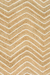 NATURAL IVORY CHEVRON JUTE HAND WOVEN DHURRIE by Imperial Knots - Image 3