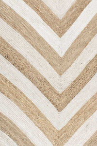 NATURAL IVORY CHEVRON JUTE HAND WOVEN DHURRIE by Imperial Knots - Image 3