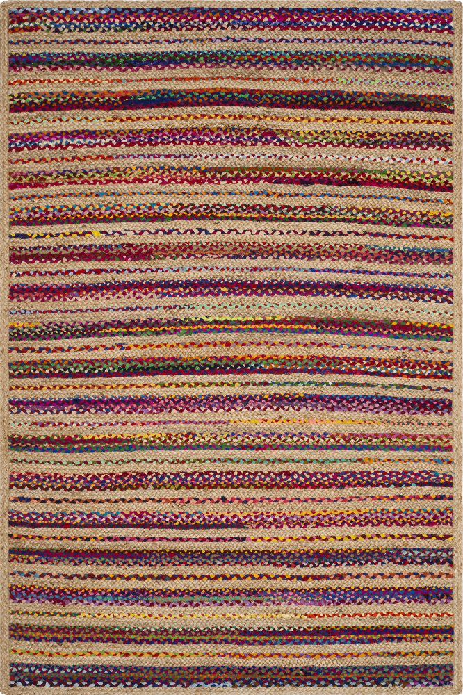 MULTICOLOR CHINDI AND JUTE SOLID HAND WOVEN DHURRIE