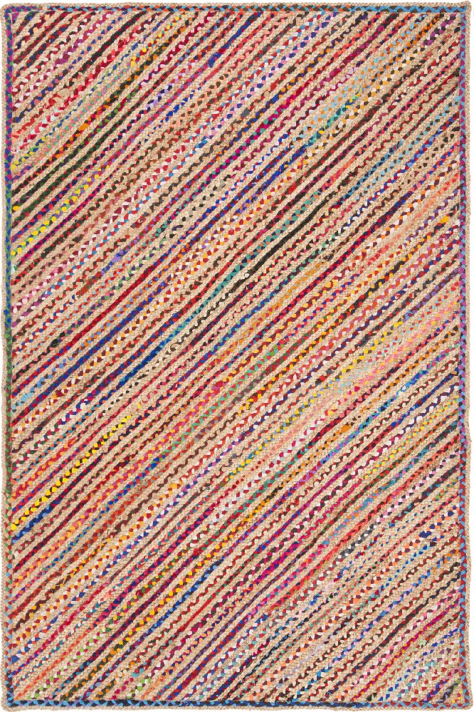 MULTICOLOR CHINDI AND JUTE SOLID HAND WOVEN DHURRIE