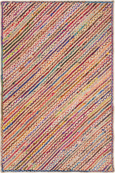 MULTICOLOR CHINDI AND JUTE SOLID HAND WOVEN DHURRIE