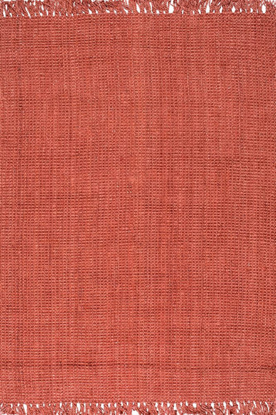 ORANGE SOLID JUTE HAND WOVEN DHURRIE