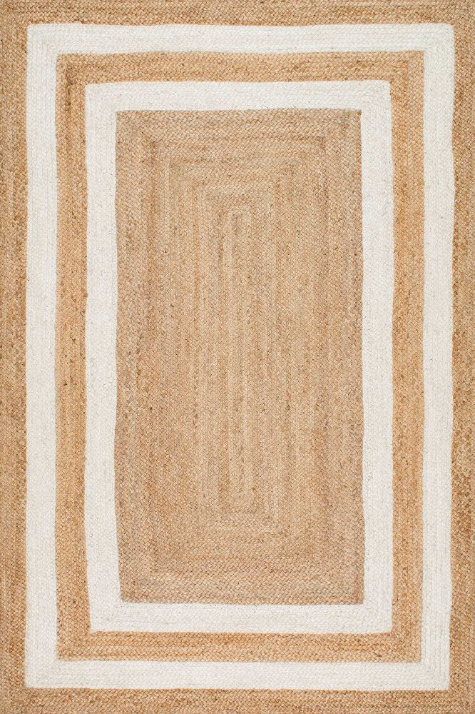 NATURAL AND IVORY JUTE HAND WOVEN DHURRIE