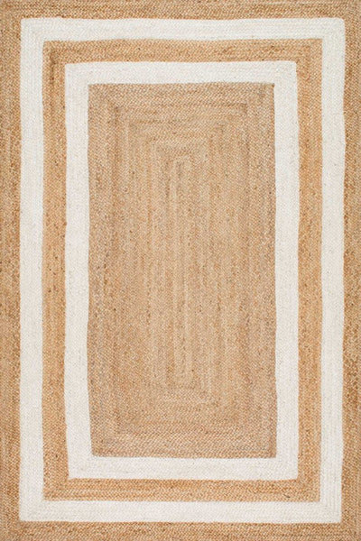 NATURAL AND IVORY JUTE HAND WOVEN DHURRIE