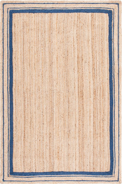 NATURAL AND BLUE JUTE HAND WOVEN DHURRIE