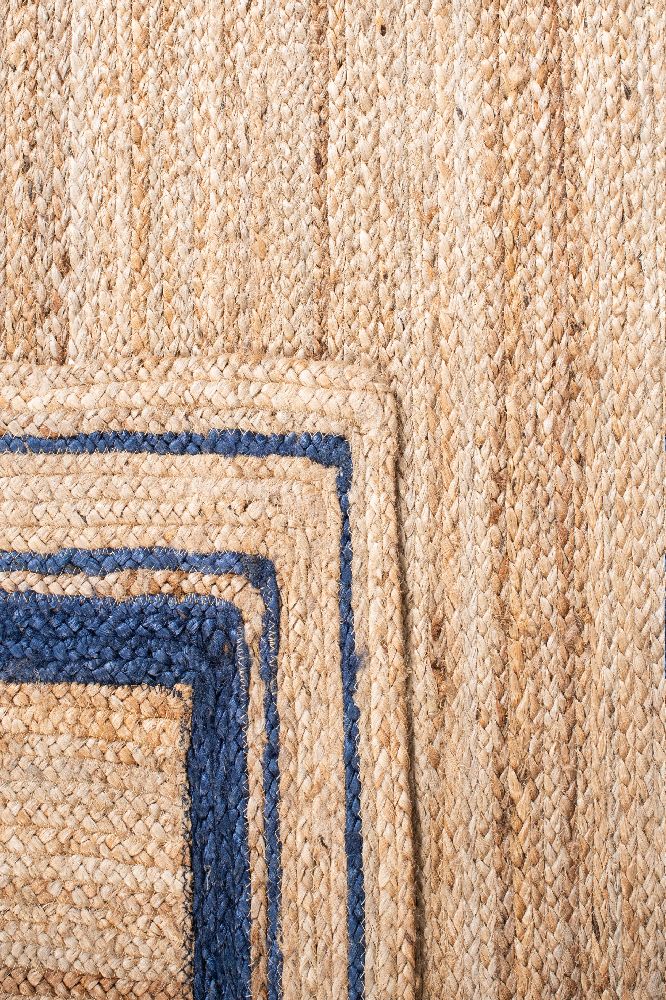 NATURAL AND BLUE JUTE HAND WOVEN DHURRIE