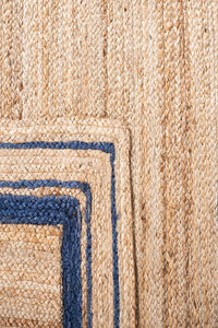 NATURAL AND BLUE JUTE HAND WOVEN DHURRIE by Imperial Knots - Image 3