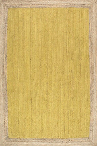 YELLOW AND NATURAL SOLID JUTE HAND WOVEN DHURRIE by Imperial Knots - Image 1