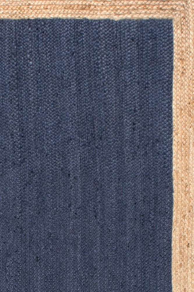 BLUE AND NATURAL JUTE KILIM HAND WOVEN DHURRIE