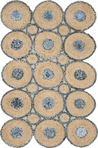 GREY CHINDI AND JUTE HAND WOVEN DHURRIE by Imperial Knots - Image 1