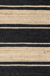 BLACK AND NATURAL STRIPES JUTE KILIM HAND WOVEN DHURRIE by Imperial Knots - Image 3