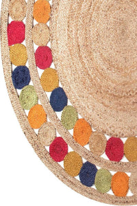 MULTICOLOR ROUND JUTE KILIM HAND WOVEN DHURRIE by Imperial Knots - Image 3