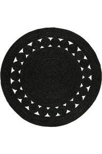 BLACK ROUND JUTE KILIM HAND WOVEN DHURRIE by Imperial Knots - Image 2