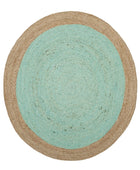 MINT GREEN AND NATURAL ROUND JUTE HAND WOVEN DHURRIE