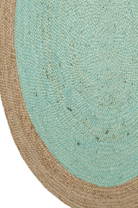 MINT GREEN AND NATURAL ROUND JUTE HAND WOVEN DHURRIE by Imperial Knots - Image 3