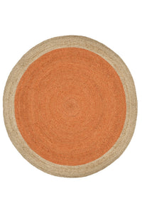 ORANGE ROUND JUTE KILIM HAND WOVEN DHURRIE by Imperial Knots - Image 2