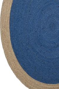 BLUE ROUND JUTE KILIM HAND WOVEN DHURRIE by Imperial Knots - Image 3
