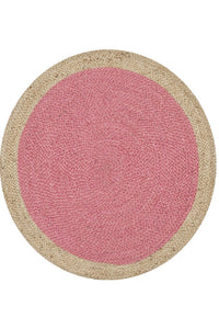 PINK ROUND JUTE KILIM HAND WOVEN DHURRIE by Imperial Knots - Image 2