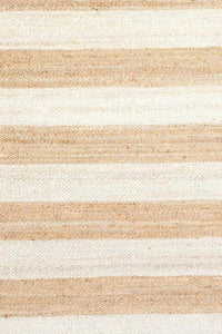 WHITE AND NATURAL STRIPES JUTE KILIM HAND WOVEN DHURRIE by Imperial Knots - Image 3