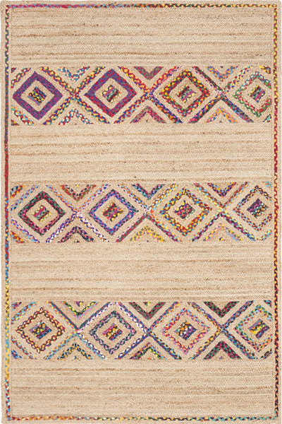 MULTICOLOR  CHINDI AND JUTE KILIM HAND WOVEN DHURRIE