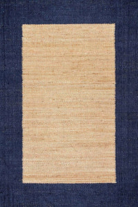 BLUE AND NATURAL JUTE HAND WOVEN DHURRIE by Imperial Knots - Image 1