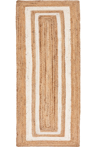 NATURAL AND IVORY JUTE HAND WOVEN DHURRIE