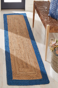 BLUE AND NATURAL JUTE HAND WOVEN DHURRIE by Imperial Knots - Image 2