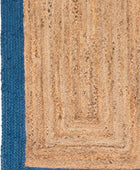 BLUE AND NATURAL JUTE HAND WOVEN DHURRIE