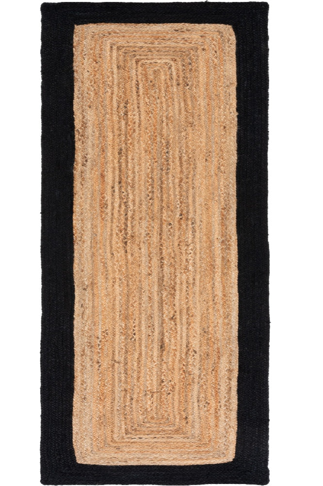 BLACK AND NATURAL JUTE HAND WOVEN DHURRIE
