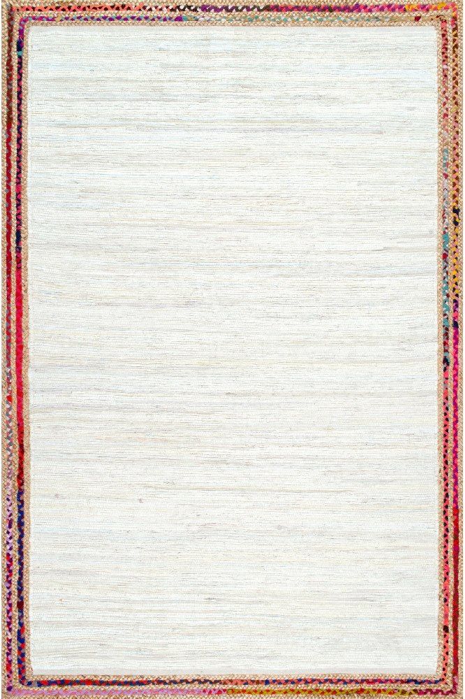 IVORY CHINDI AND JUTE HAND WOVEN DHURRIE